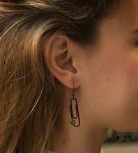 Load image into Gallery viewer, Black Personalised Paperclip Earrings | by lovedbynlanla
