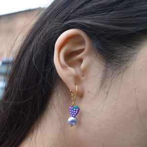 Purple freshwater pearl with grapes huggie earrings | by Ifemi Jewels