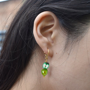 Green apples and green freshwater pearl earrings | by Ifemi Jewels
