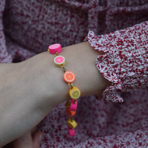 Citrus Bracelet, Lemon Orange Pink Grapefruit Charm Bracelet, Beaded Bracelet | by Ifemi Jewels