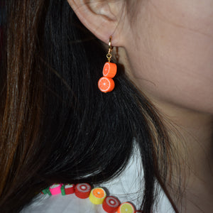Orange fruit huggie drop earrings | by Ifemi Jewels