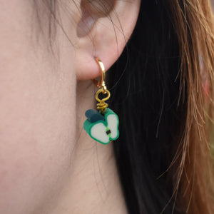 Green Apple Fruit Huggie Earrings | by Ifemi Jewels