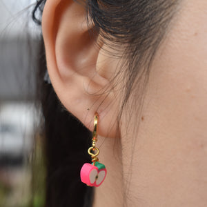 Pink Apples Huggie Earrings | by Ifemi Jewels