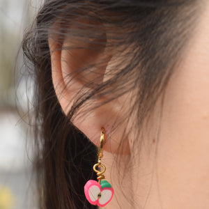 Pink Apples Huggie Earrings | by Ifemi Jewels