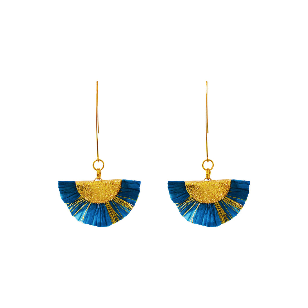 Fan Earrings, Blue tassel earrings, Angled drop earrings, Minimalist Modern Earrings, Fashion accessories | by lovedbynlanla
