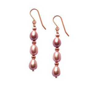 Pink Freshwater Pearl Earrings, Pearl Drop Earrings, Yellow 9k Gold earrings | by nlanlaVictory