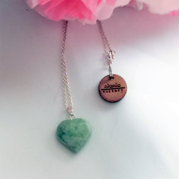 Chrysoprase Jade necklace Heart Gemstone Necklace, Jade Pendant Necklace, Chrysoprase Jade Sterling Silver Necklace | by nlanlaVictory