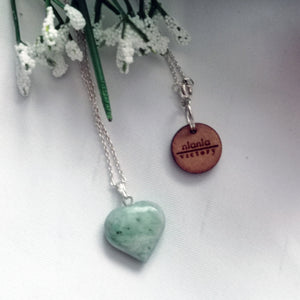 Chrysoprase Jade necklace Heart Gemstone Necklace, Jade Pendant Necklace, Chrysoprase Jade Sterling Silver Necklace | by nlanlaVictory