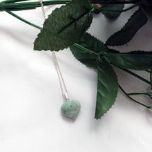 Load image into Gallery viewer, Chrysoprase Jade necklace Heart Gemstone Necklace, Jade Pendant Necklace, Chrysoprase Jade Sterling Silver Necklace | by nlanlaVictory
