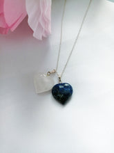 Load image into Gallery viewer, Lapis Lazuli and Rose Quartz Hearts Necklace, Lapis Lazuli and Rose Quartz Sterling Silver necklace,  Lapis Lazuli and Rose Quartz Pendants, Gemstone Necklace | by nlanlaVictory
