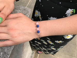 Rose Quartz and Lapis Lazuli Bracelet, Friendship Bracelet | by nlanlaVictory