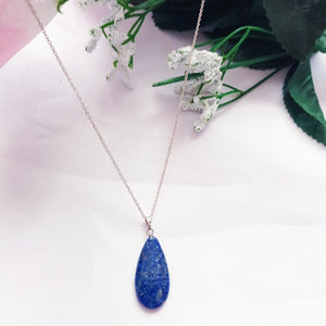 Lapis Lazuli Necklace, Lapis Lazuli Sterling Silver necklace, Lapis Lazuli Teardrop Pendant Necklace | by nlanlaVictory