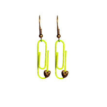 Load image into Gallery viewer, Lime Green Personalised Paperclip Earrings | by lovedbynlanla
