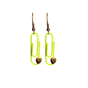 Lime Green Personalised Paperclip Earrings | by lovedbynlanla