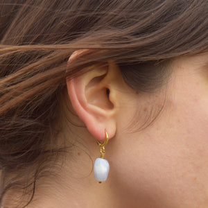 Blue Lace Agate Gemstone Huggie Earrings | by Ifemi Jewels