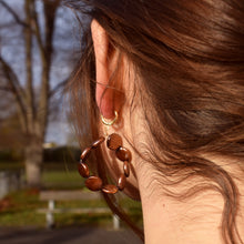 Load image into Gallery viewer, Dark brown freshwater pearl hoop earrings | by Ifemi Jewels
