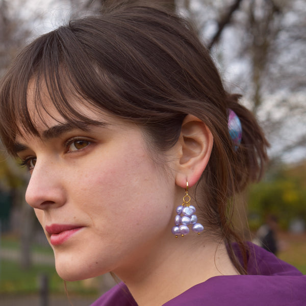 Lilac purple freshwater pearl earrings | by Ifemi Jewels