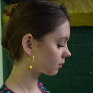 Gold freshwater pearl hoop earrings | by Ifemi Jewels