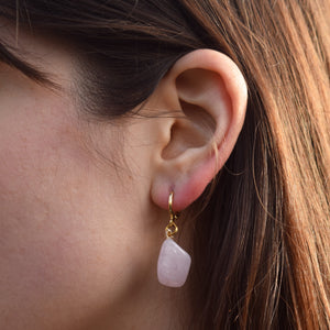 Rose Quartz Gemstone Huggie Earrings | by Ifemi Jewels