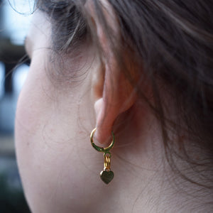 White heart enamel minimalist huggie earrings | by Ifemi Jewels