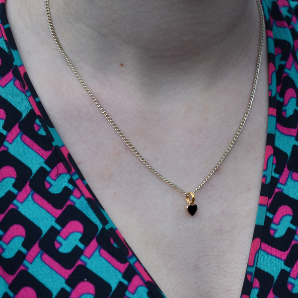 Black heart enamel minimalist huggie necklace | by Ifemi Jewels