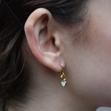 Load image into Gallery viewer, White heart enamel minimalist huggie earrings | by Ifemi Jewels
