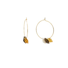Load image into Gallery viewer, Triple Mini Shell Gold Hoop Earrings | by Ifemi Jewels
