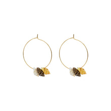 Load image into Gallery viewer, Triple Mini Shell Gold Hoop Earrings | by Ifemi Jewels
