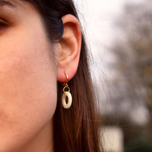 Circle Shell Huggie Minimalist Earrings | by Ifemi Jewels