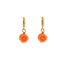 Load image into Gallery viewer, Orange Huggie Earrings | by Ifemi Jewels
