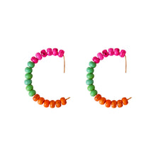 Load image into Gallery viewer, Colourful Carnival Festival Beaded Hoop Earrings, Festive Hoop Earrings, Statement Beaded Hoops, Trendy Festival Accessories | by lovedbynlanla

