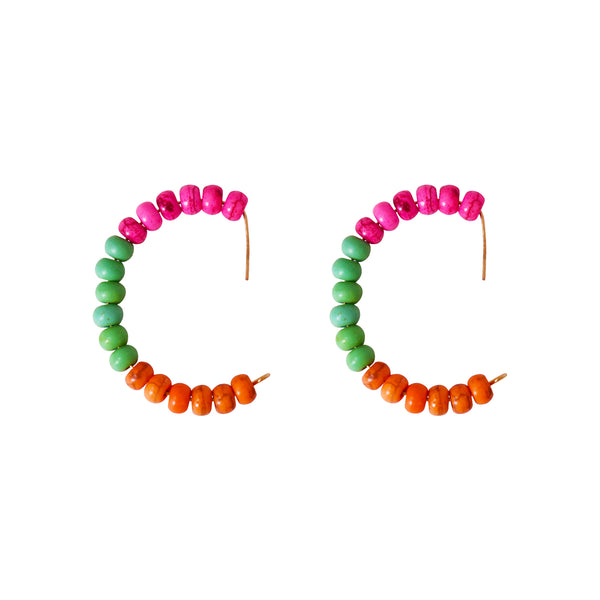 Colourful Carnival Festival Beaded Hoop Earrings, Festive Hoop Earrings, Statement Beaded Hoops, Trendy Festival Accessories | by lovedbynlanla
