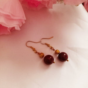 Jasper Gold Vermeil Earrings, Red Jasper Earrings, Gemstone Drop Earrings | by nlanlaVictory