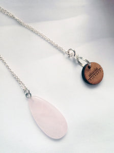 Rose Quartz Necklace, Rose Quartz Sterling Silver necklace, Rose Quartz Teardrop Pendant Necklace | by nlanlaVictory