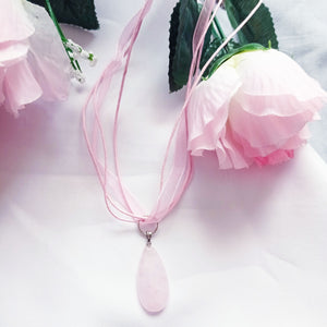 Rose Quartz Necklace, Rose Quartz Pendant, Natural Gemstone Necklace | by nlanlaVictory