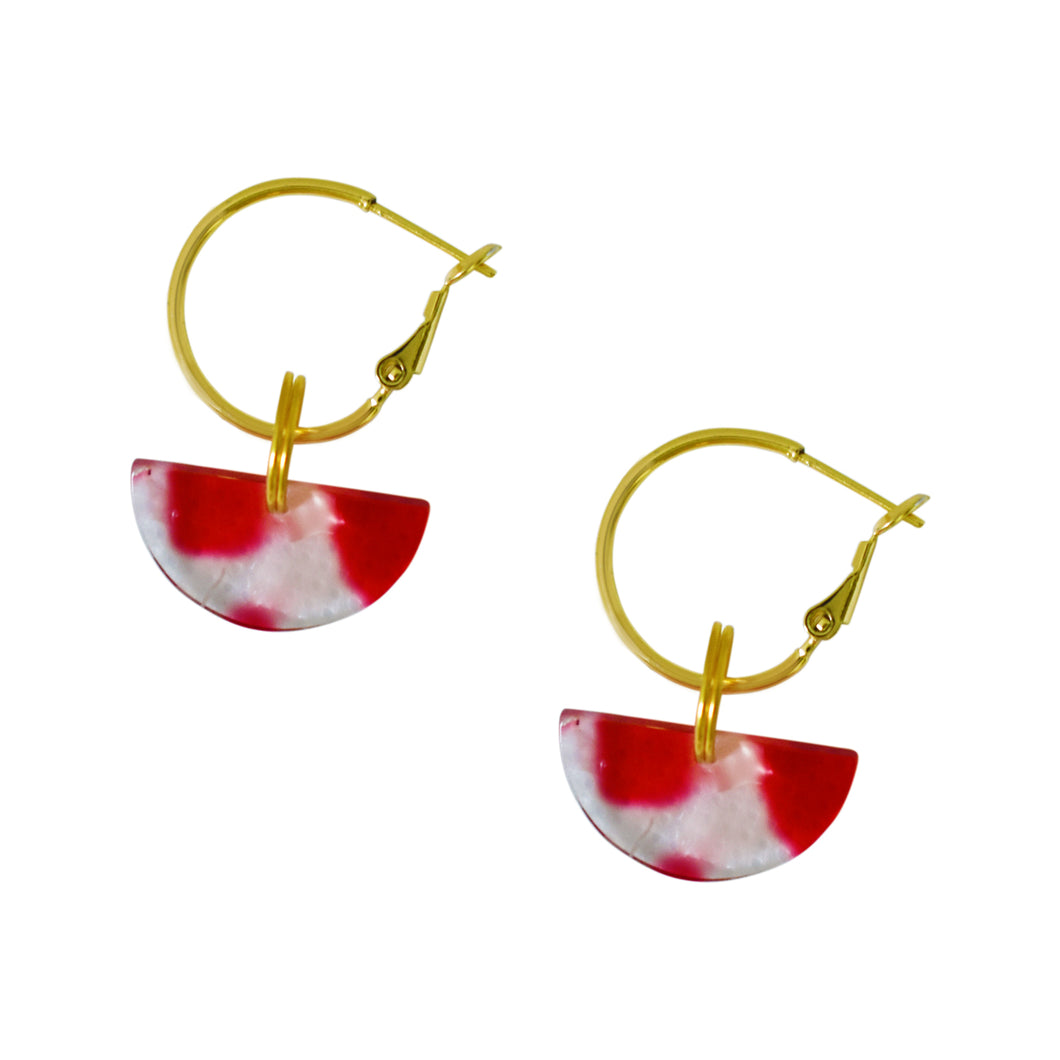 Red Semi Circle Acrylic Hoop earrings | by Ifemi Jewels
