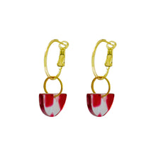Load image into Gallery viewer, Red Semi Circle Acrylic Hoop earrings | by Ifemi Jewels

