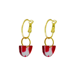 Red Semi Circle Acrylic Hoop earrings | by Ifemi Jewels