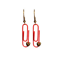 Load image into Gallery viewer, Red Personalised Paperclip Earrings | by lovedbynlanla
