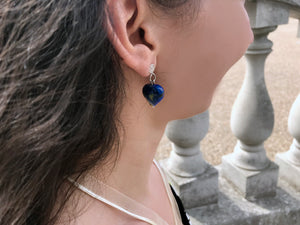 Sodalite Sterling Silver Earrings, Sodalite Stud Earrings, Blue Gemstone Heart Earrings | by nlanlaVictory