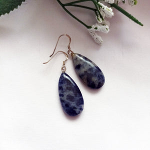 Sodalite Drop Earrings, Sterling Silver Earrings, Sodalite Gemstone | by nlanlaVictory