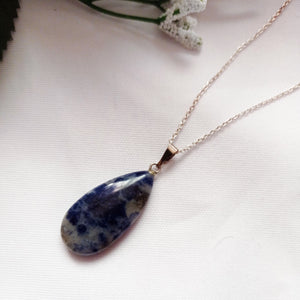 Sodalite Sterling Silver Necklace, Sodalite Pendant Necklace, Gemstone Necklace | by nlanlaVictory