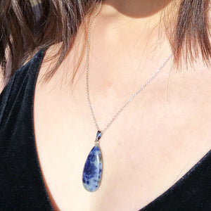 Sodalite Sterling Silver Necklace, Sodalite Pendant Necklace, Gemstone Necklace | by nlanlaVictory