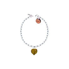 Load image into Gallery viewer, Tiger Eye Bracelet, Sterling Silver Heart Bracelet, Heart Charm Bracelet | by nlanlaVictory
