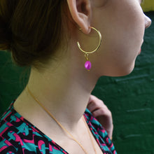 Load image into Gallery viewer, Pink freshwater pearl hoop earrings | by Ifemi Jewels
