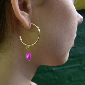 Pink freshwater pearl hoop earrings | by Ifemi Jewels