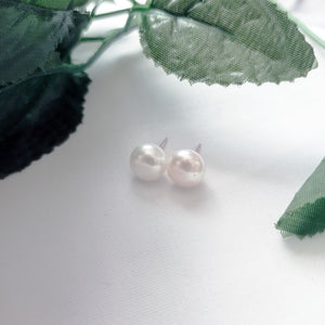 White Freshwater Pearl Stud Earrings on Sterling Silver or 9k Yellow Gold, Sterling silver earrings, Bridal jewelry | by nlanlaVictory