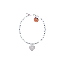 Load image into Gallery viewer, White Quartz Bracelet, Sterling Silver Heart Bracelet, Heart Charm Bracelet | by nlanlaVictory
