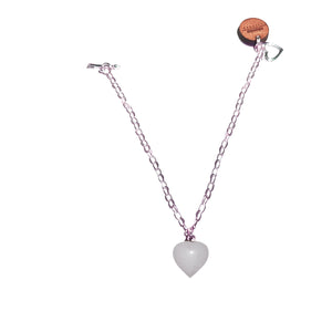 White Quartz Bracelet, Sterling Silver Heart Bracelet, Heart Charm Bracelet | by nlanlaVictory