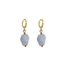 Load image into Gallery viewer, Blue Lace Agate Gemstone Huggie Earrings | by Ifemi Jewels
